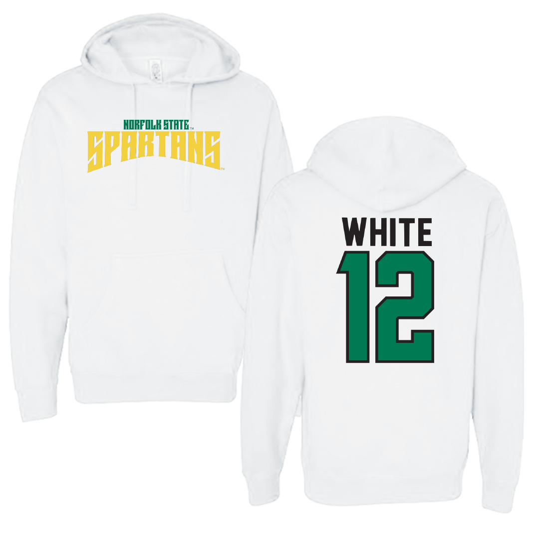 Norfolk State University Football White Classic Hoodie - #12 Jaylen White