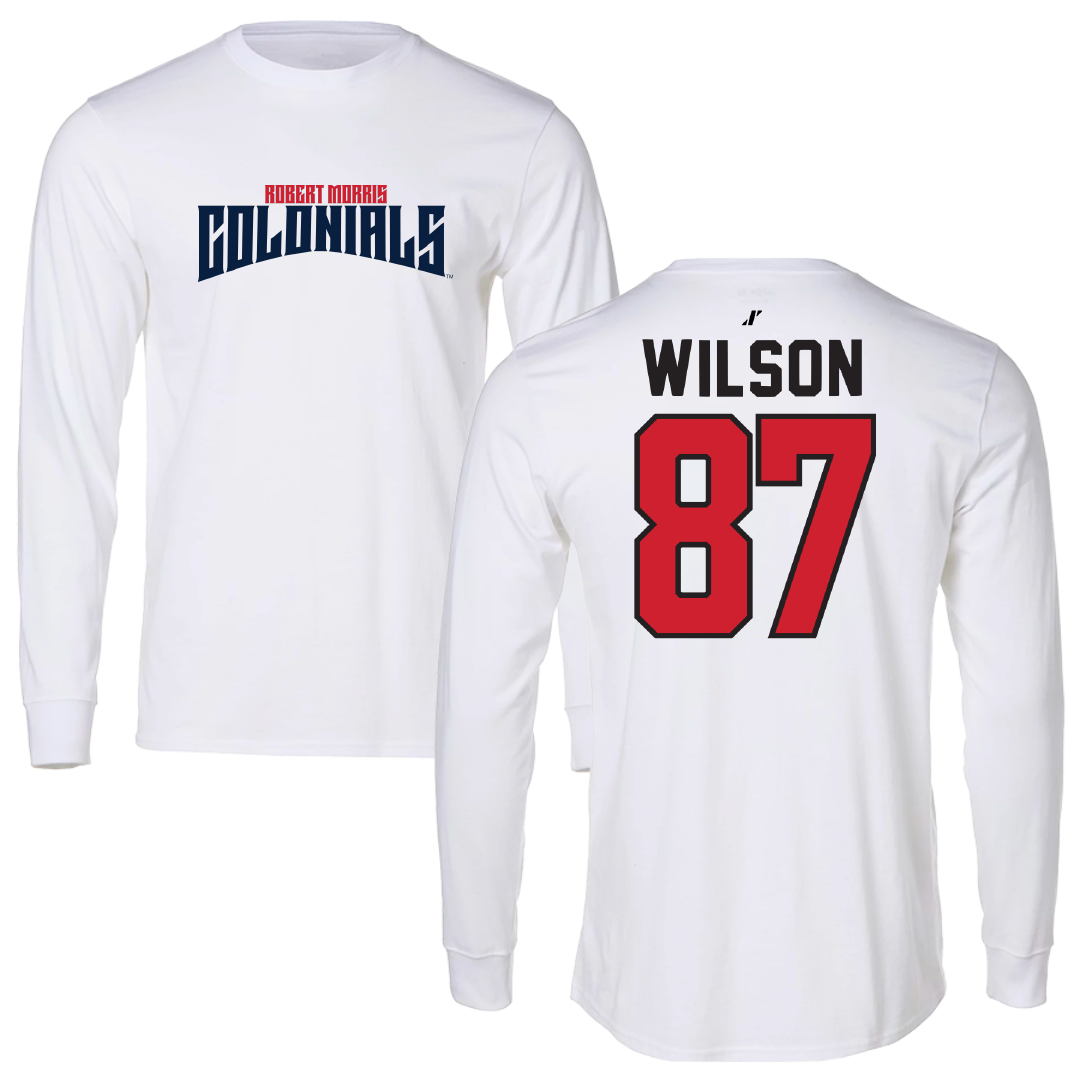 Robert Morris University Football White Classic Performance Long Sleeve - #87 Trevor Wilson