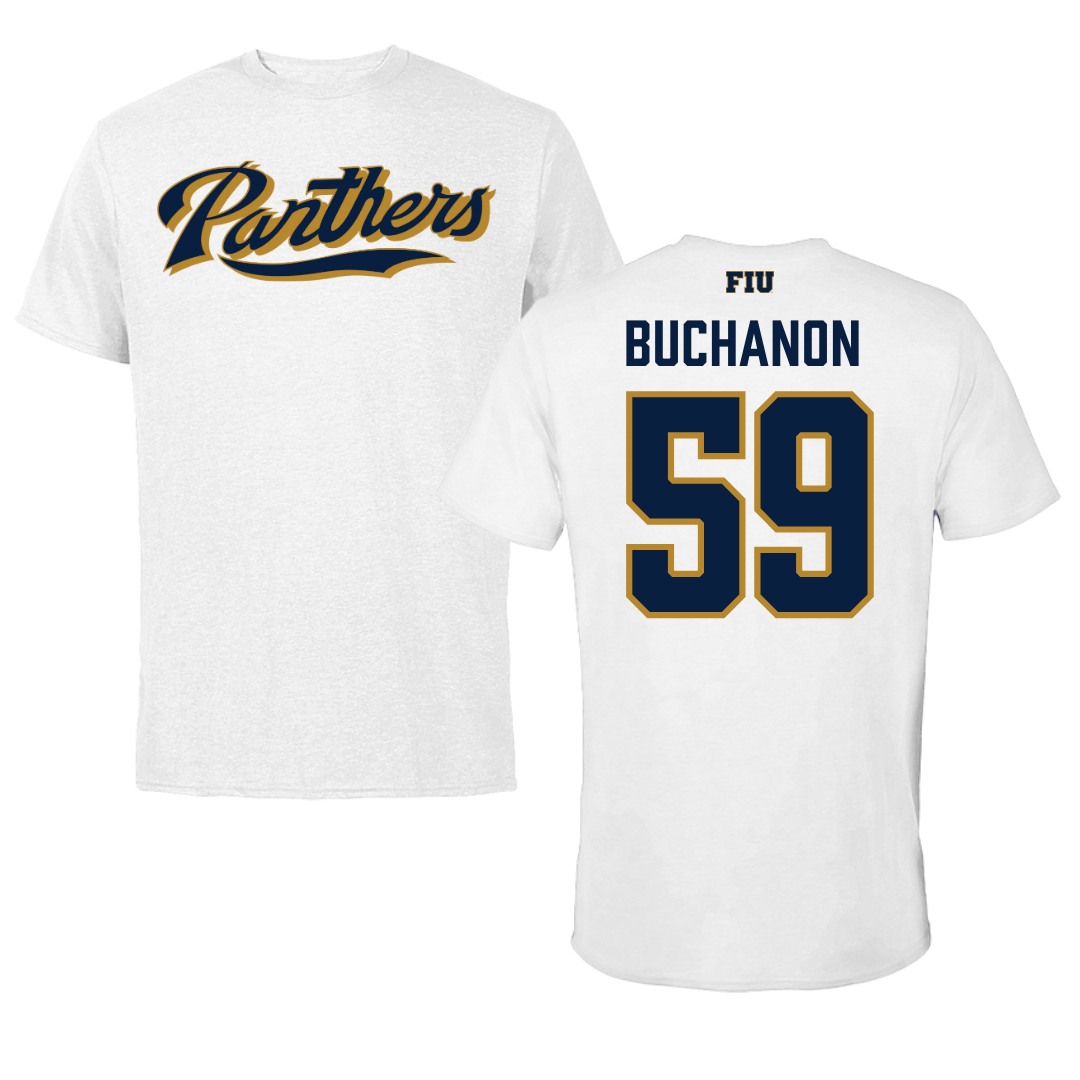 Florida International University Football White Performance Tee - #59 Jaheim Buchanon