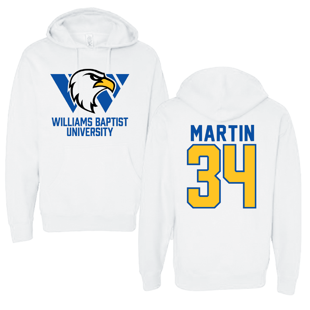 Williams Baptist University Baseball White Hoodie - #34 Kaden Martin
