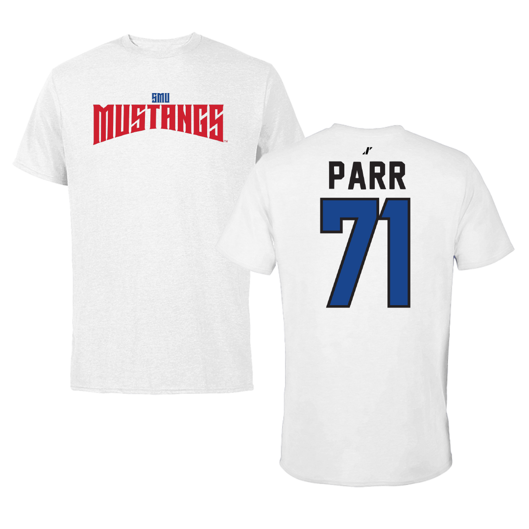 Southern Methodist University Football White Classic Tee - #71 Logan Parr