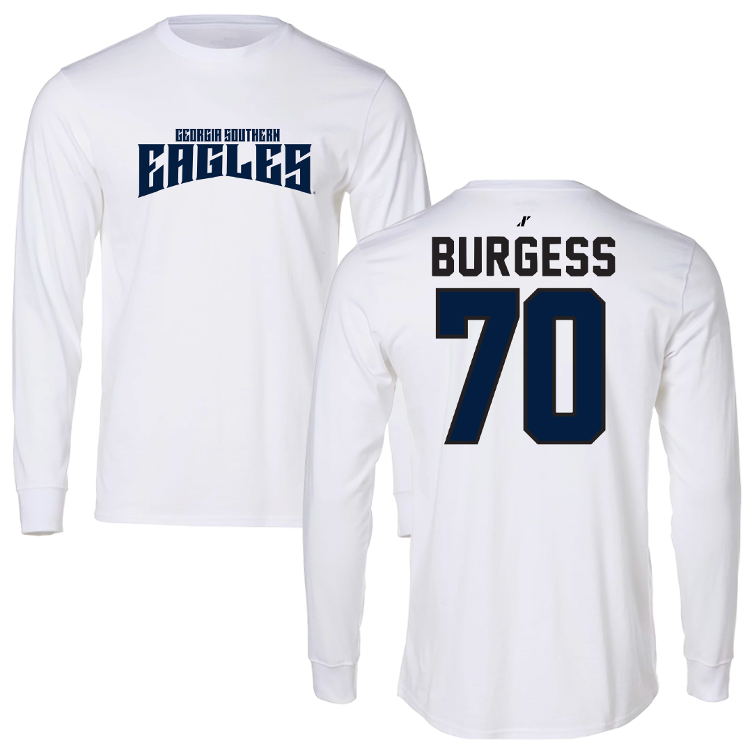 Georgia Southern University Football White Classic Long Sleeve - #70 Jalen Burgess