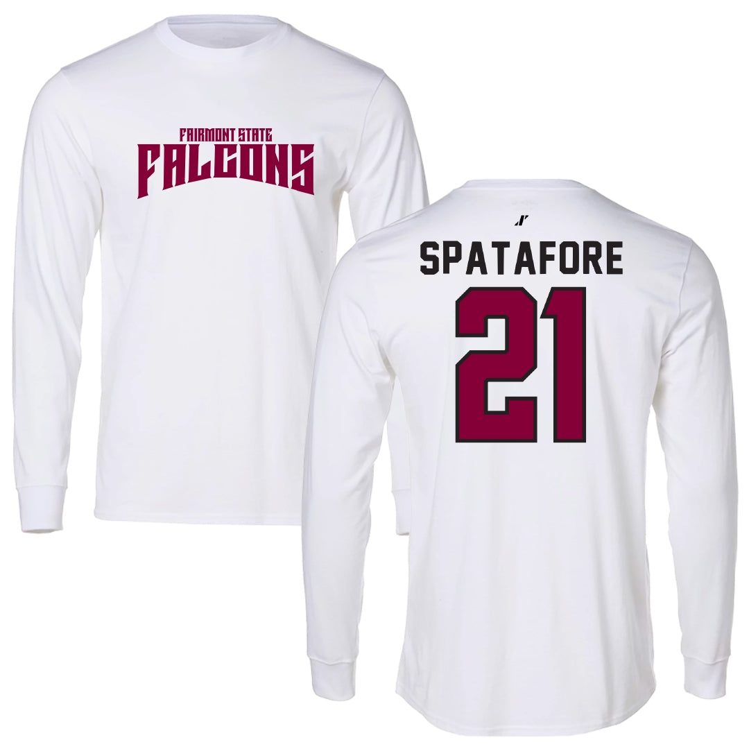 Fairmont State University Basketball White Classic Performance Long Sleeve - #21 Anthony Spatafore