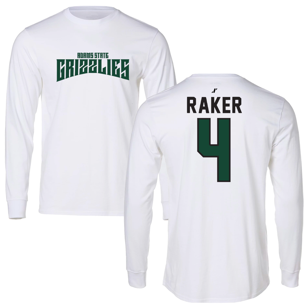 Adams State University Baseball White Classic Performance Long Sleeve - #4 Joey Raker