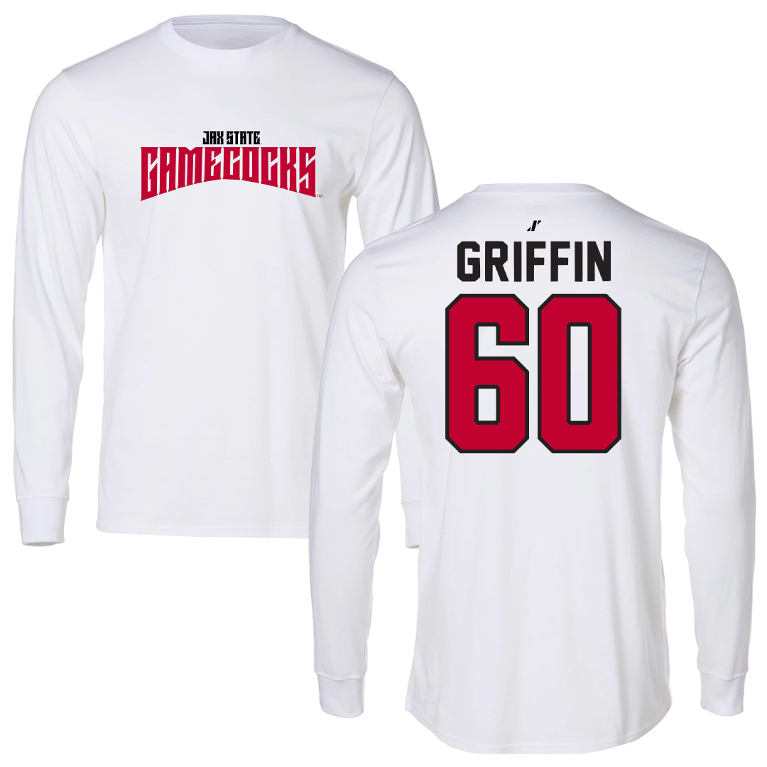 Jacksonville State University Football White Classics Long Sleeve - #60 Cameron Griffin