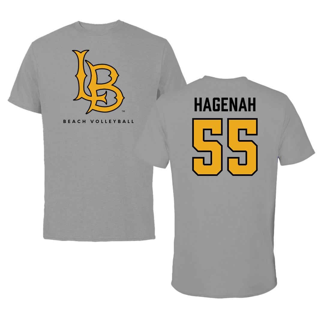 Long Beach State University Beach Volleyball Gray Performance Tee - #55 Taylor Hagenah
