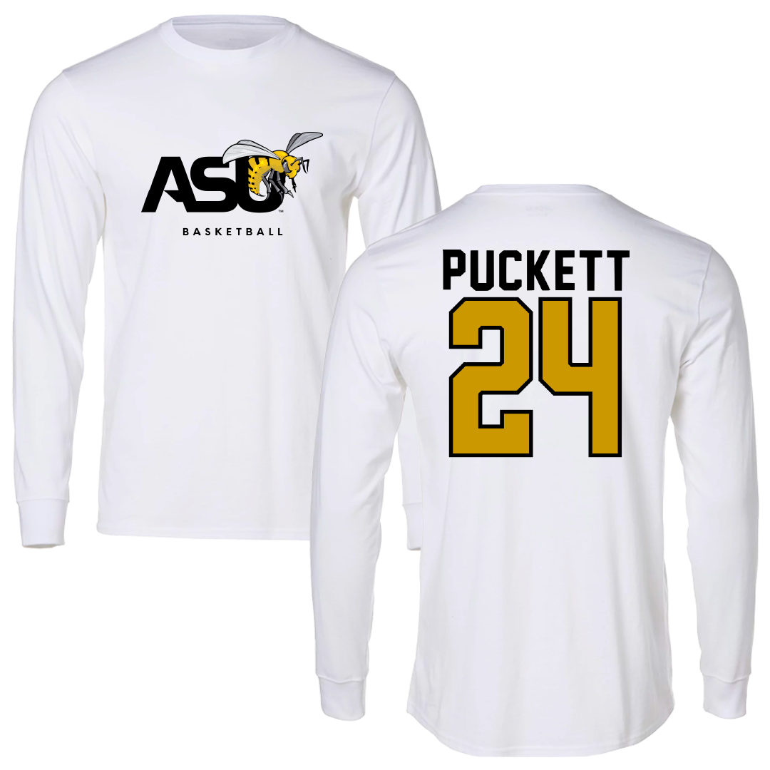 Alabama State University Basketball White Performance Long Sleeve - #24 Samiah Puckett