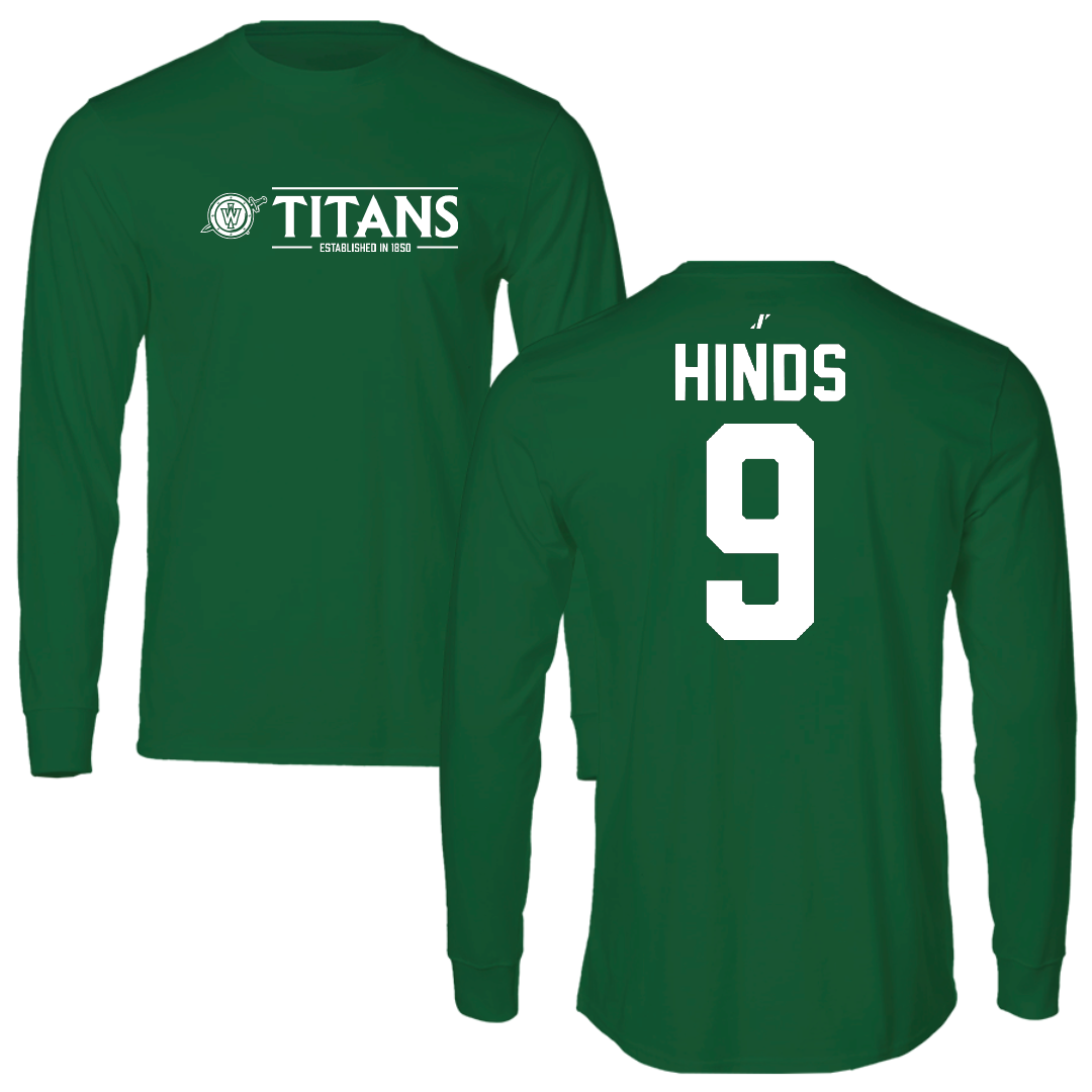 Illinois Wesleyan University Football Green General Performance Long Sleeve - #9 Zach Hinds
