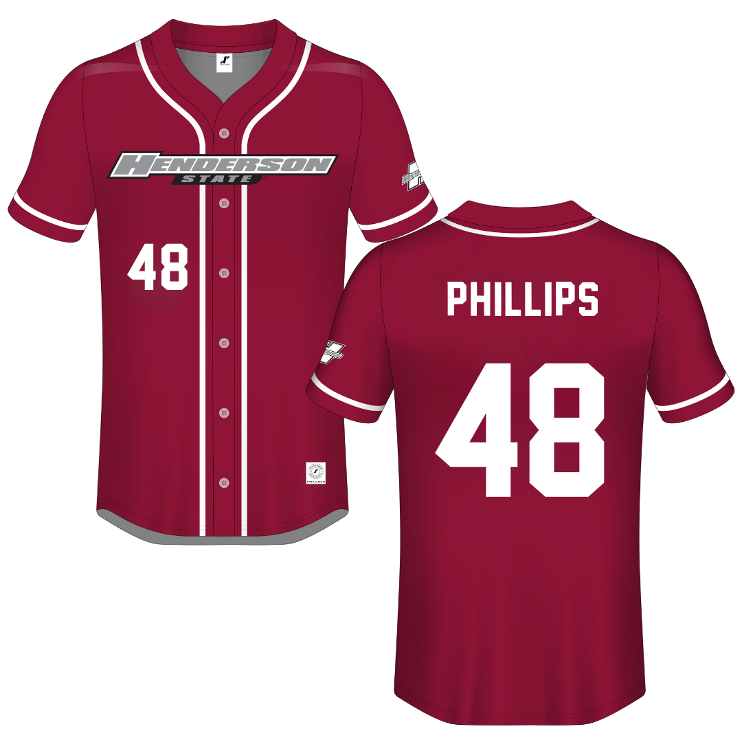 Henderson State University Red Button-Down Jersey - #48 Austin Phillips
