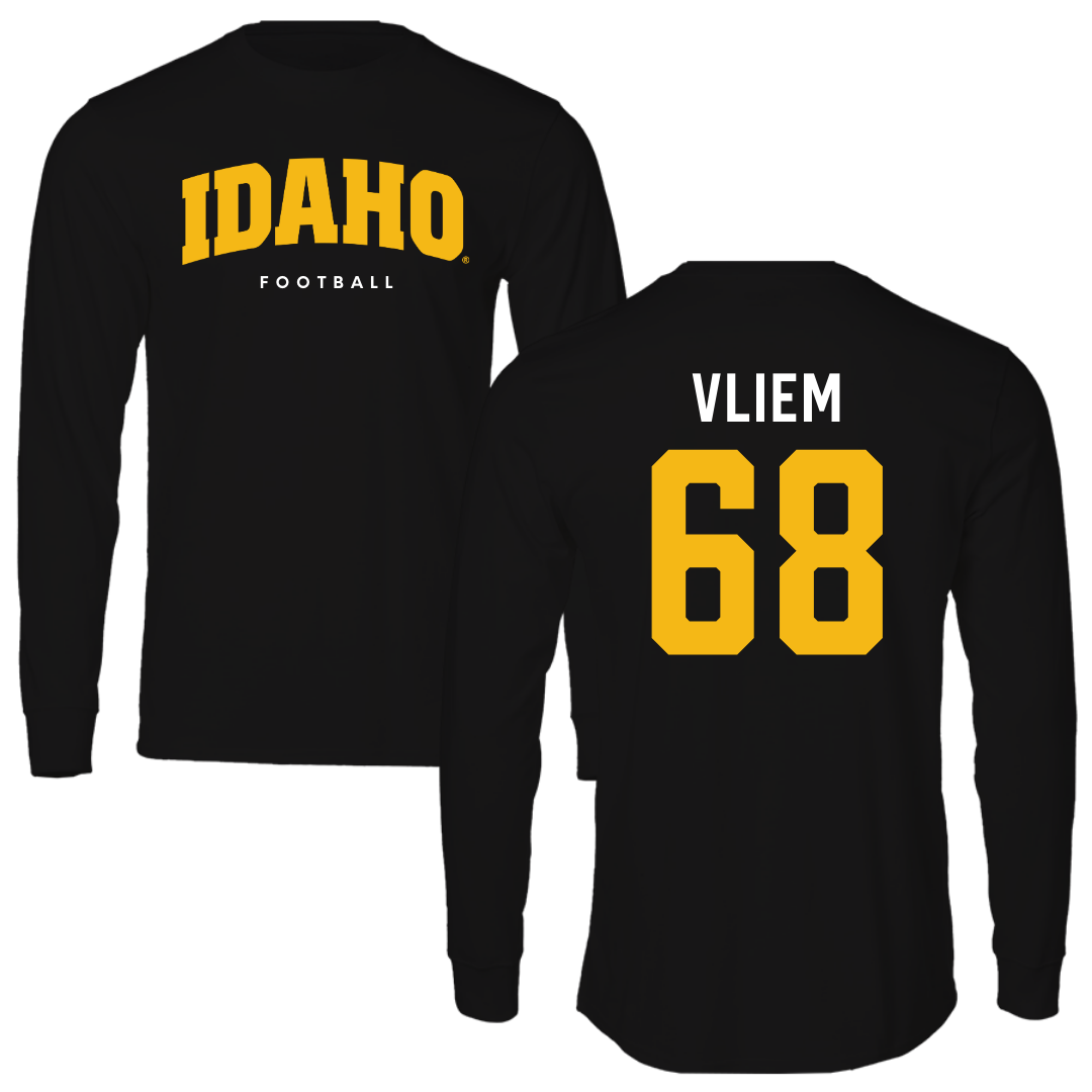 University of Idaho Football Black Performance Long Sleeve - #68 Charlie Vliem