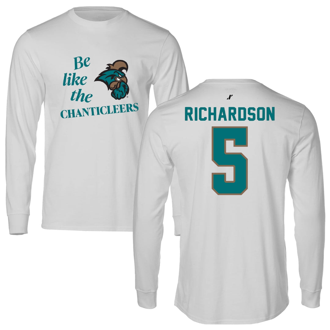 Coastal Carolina University Basketball Light Gray Be Like Us Performance Long Sleeve - #5 Deaja Richardson