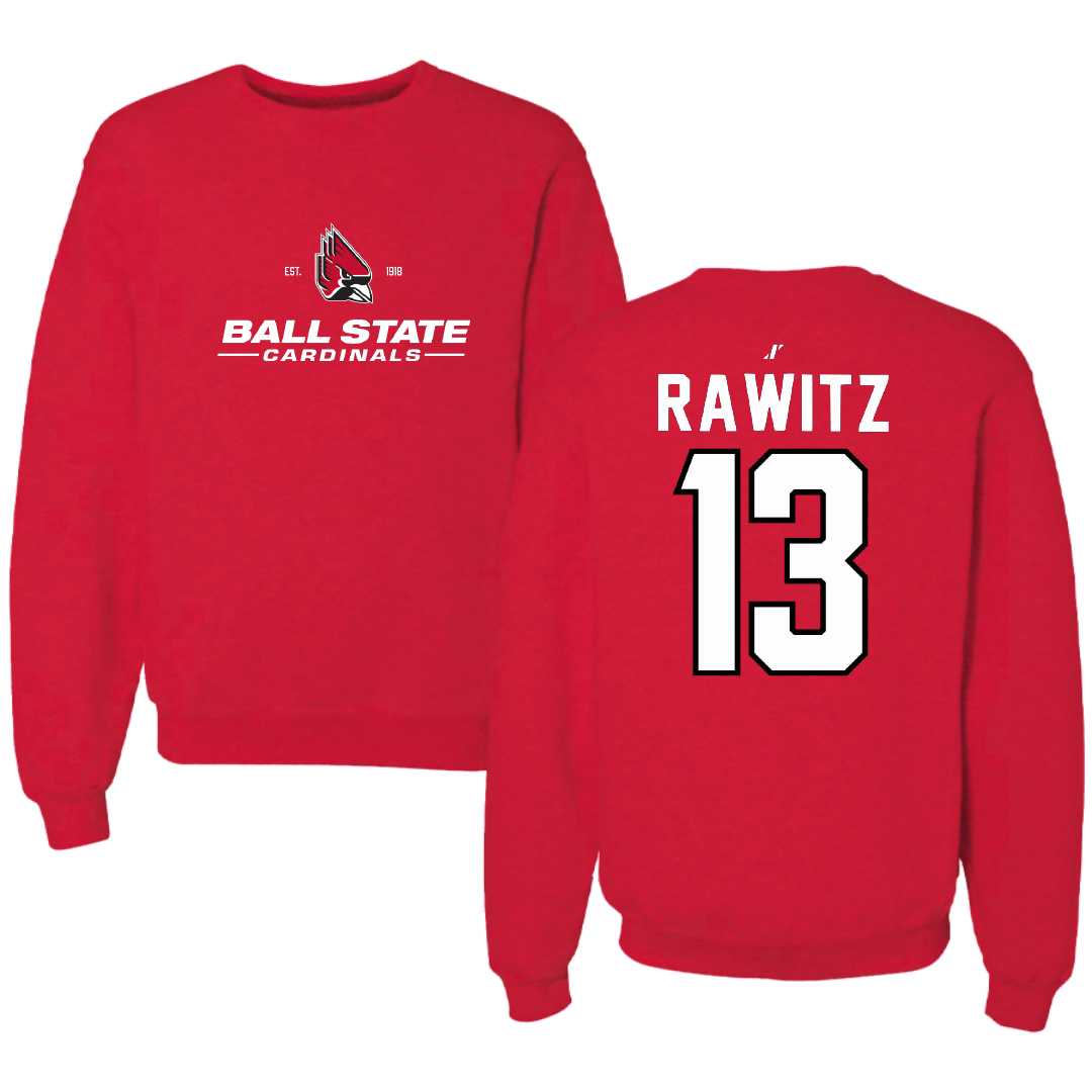 Ball State University Volleyball Red General Crewneck - #13 Eyal Rawitz
