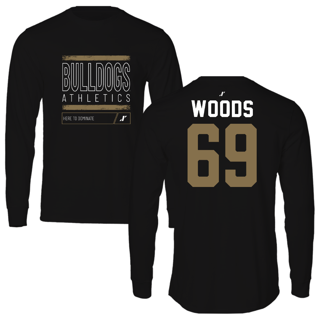 Bryant University Football Black Dominate Long Sleeve - #69 Jeffery Woods