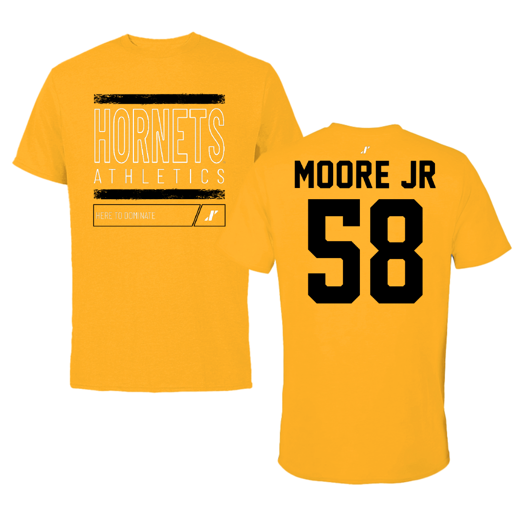 Alabama State University Football Gold Dominate Tee - #58 Michael Moore Jr