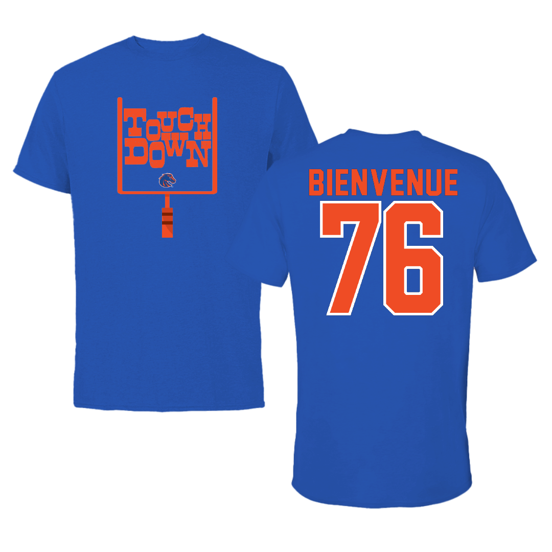 Boise State University Football Blue Touchdown Performance Tee - #76 Greg Bienvenue