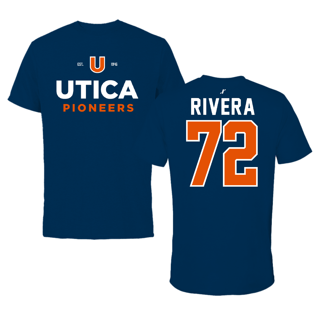 Utica University Football Navy General Tee - #72 Tyler Rivera