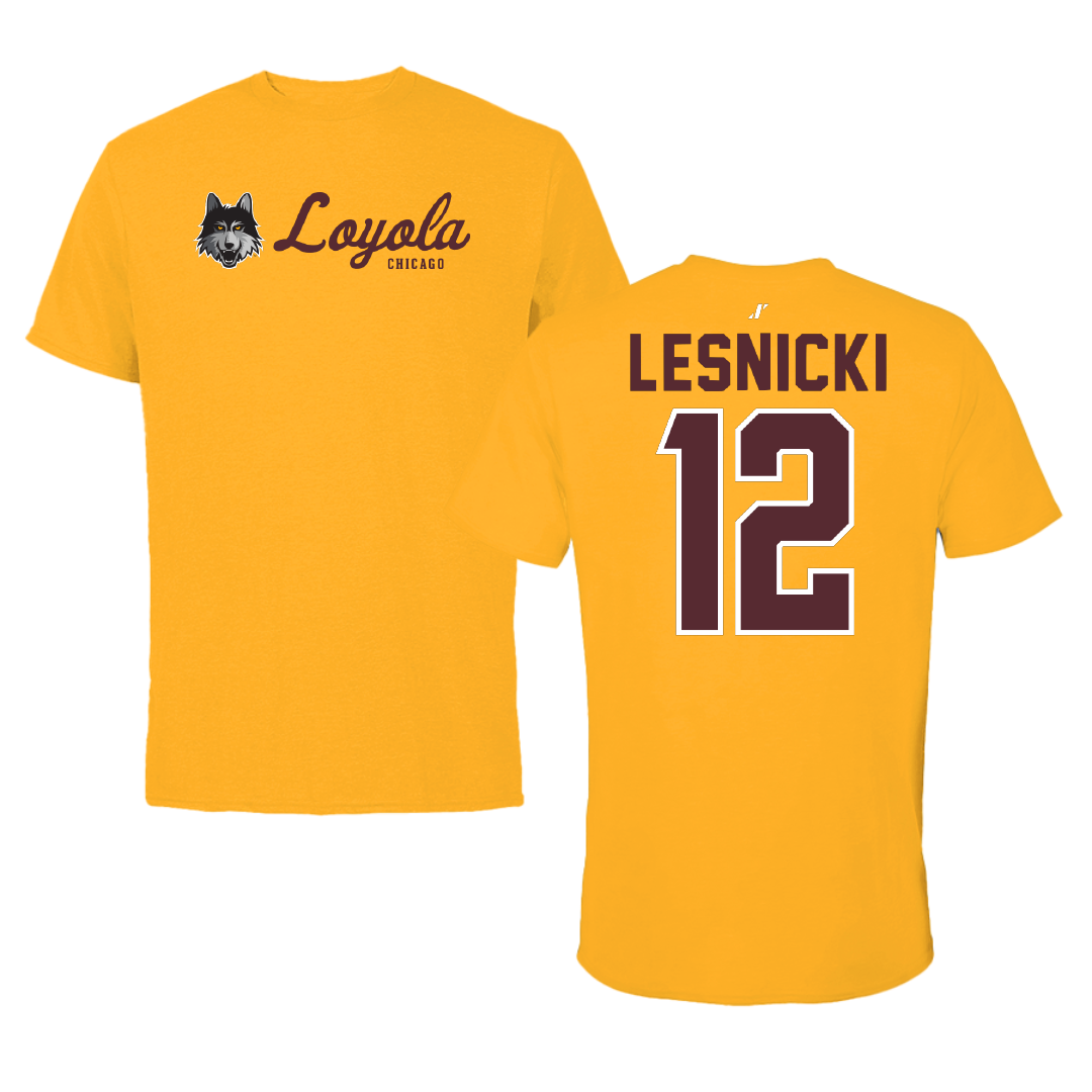 Loyola University-Chicago Softball Gold General Performance Tee - #12 Nat Lesnicki