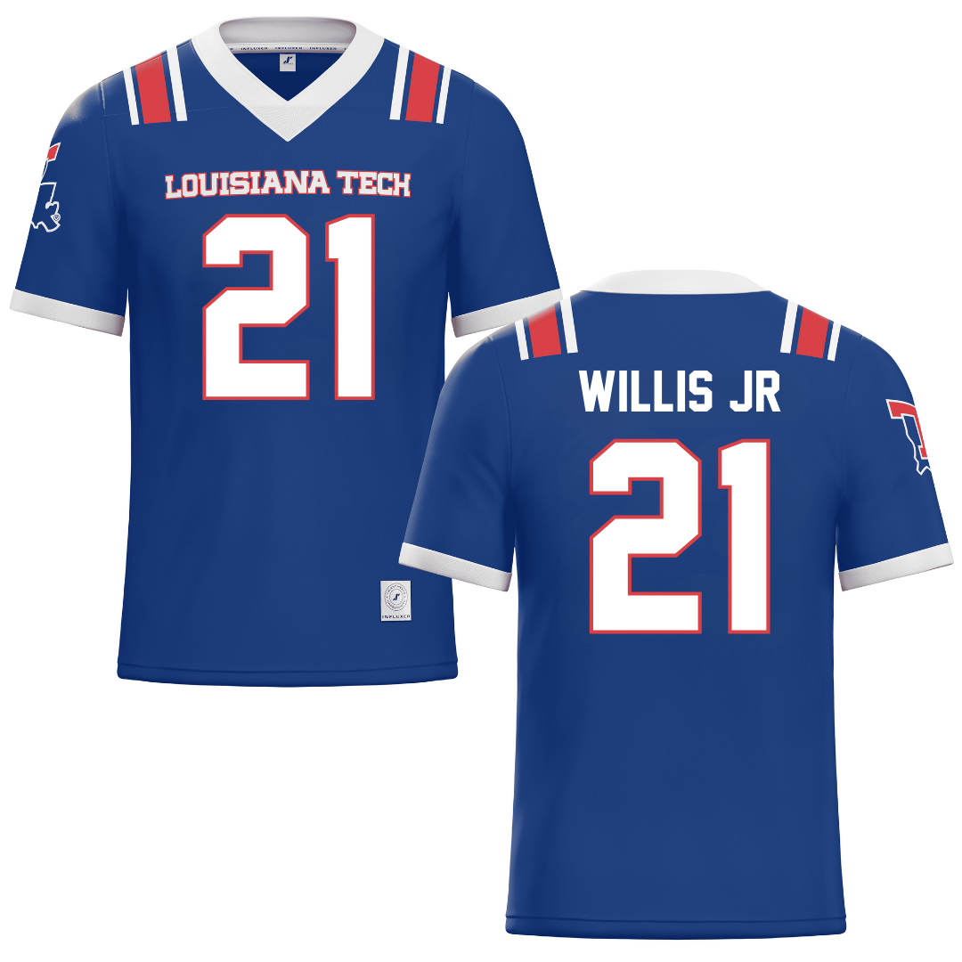 Louisiana Tech University Blue Football Jersey - #21 Keith Willis Jr