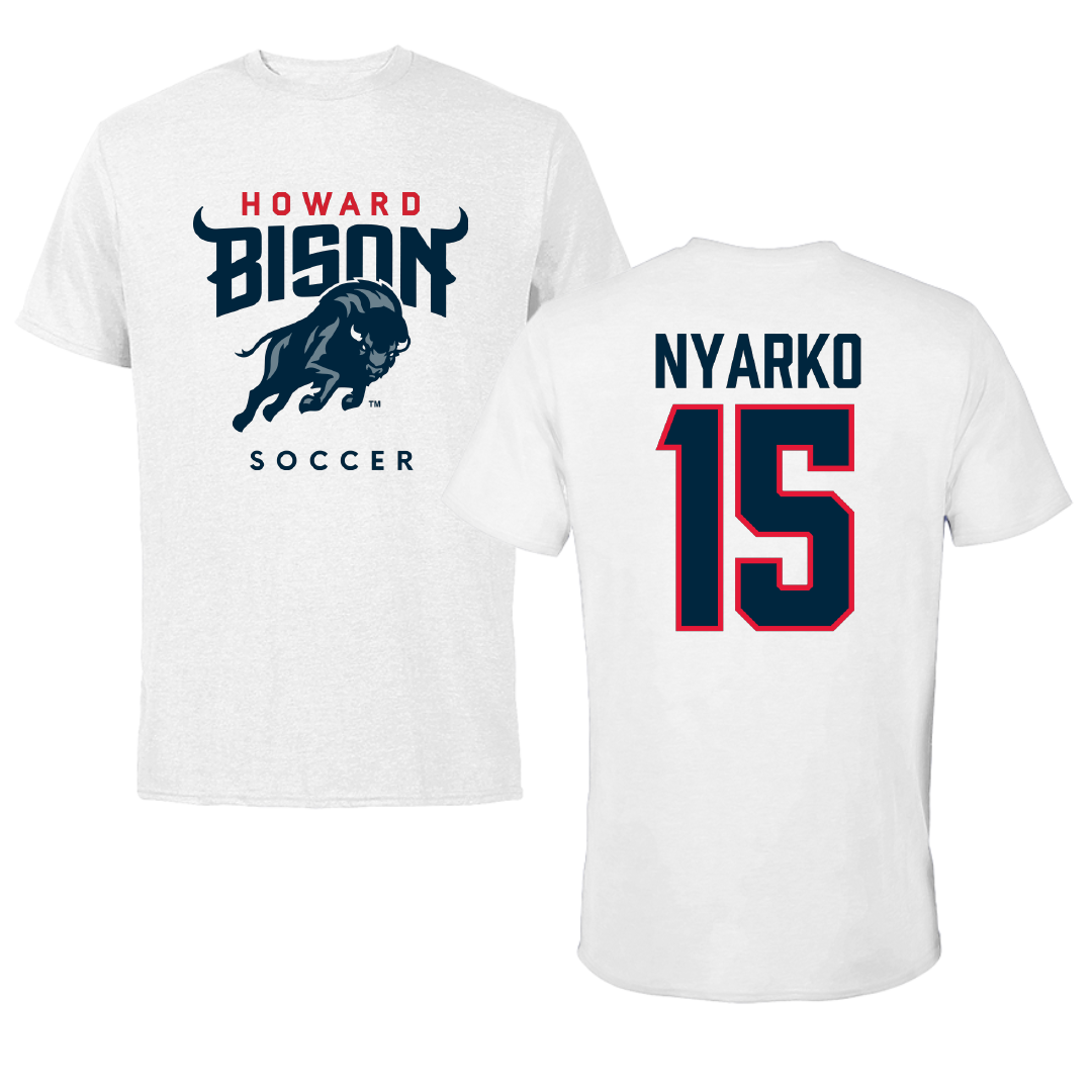 Howard University Soccer White Tee - #15 Kwadwo Nyarko