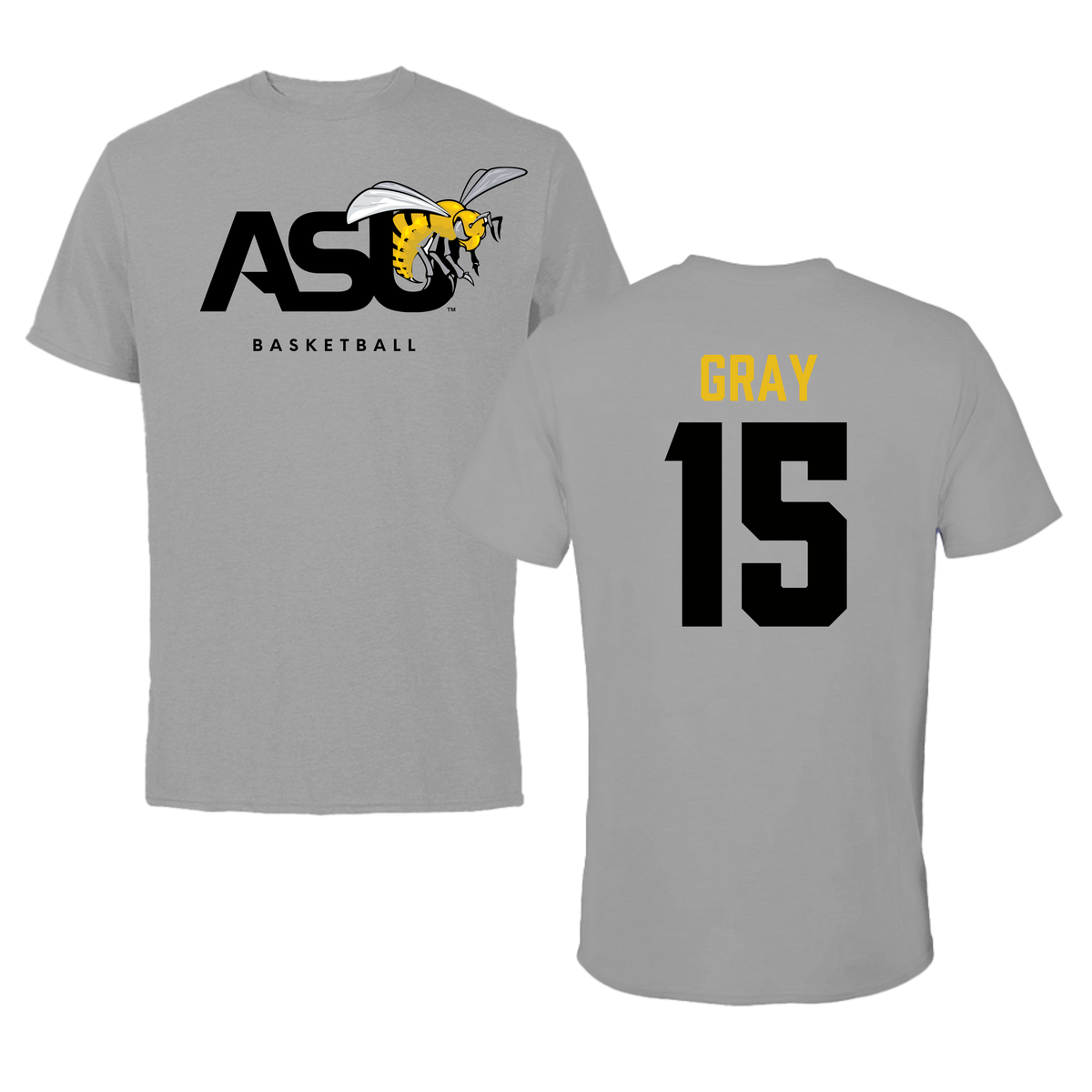 Alabama State University Basketball Dark Gray Tee - #15 Ashley Gray