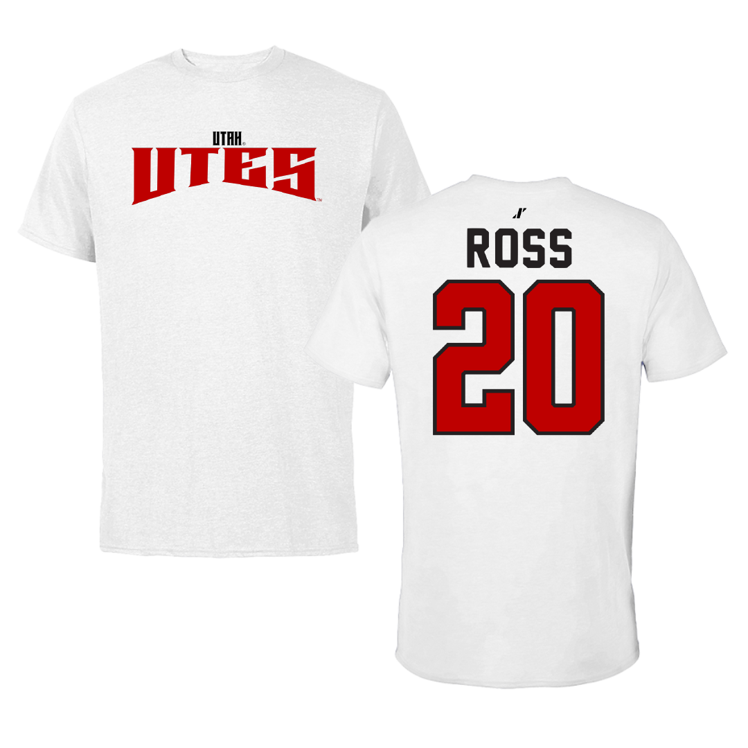 University of Utah Basketball White Classic Performance Tee - #20 Reese Ross