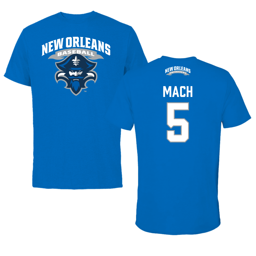 University of New Orleans Baseball Blue Tee - #5 Dylan Mach