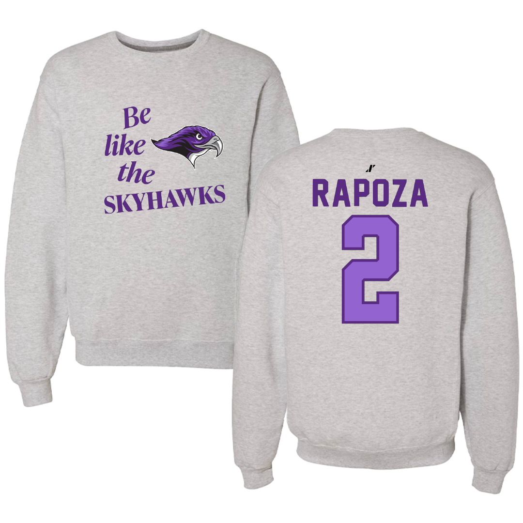 Stonehill College Soccer Light Gray Be Like Us Crewneck - #2 Jared Rapoza
