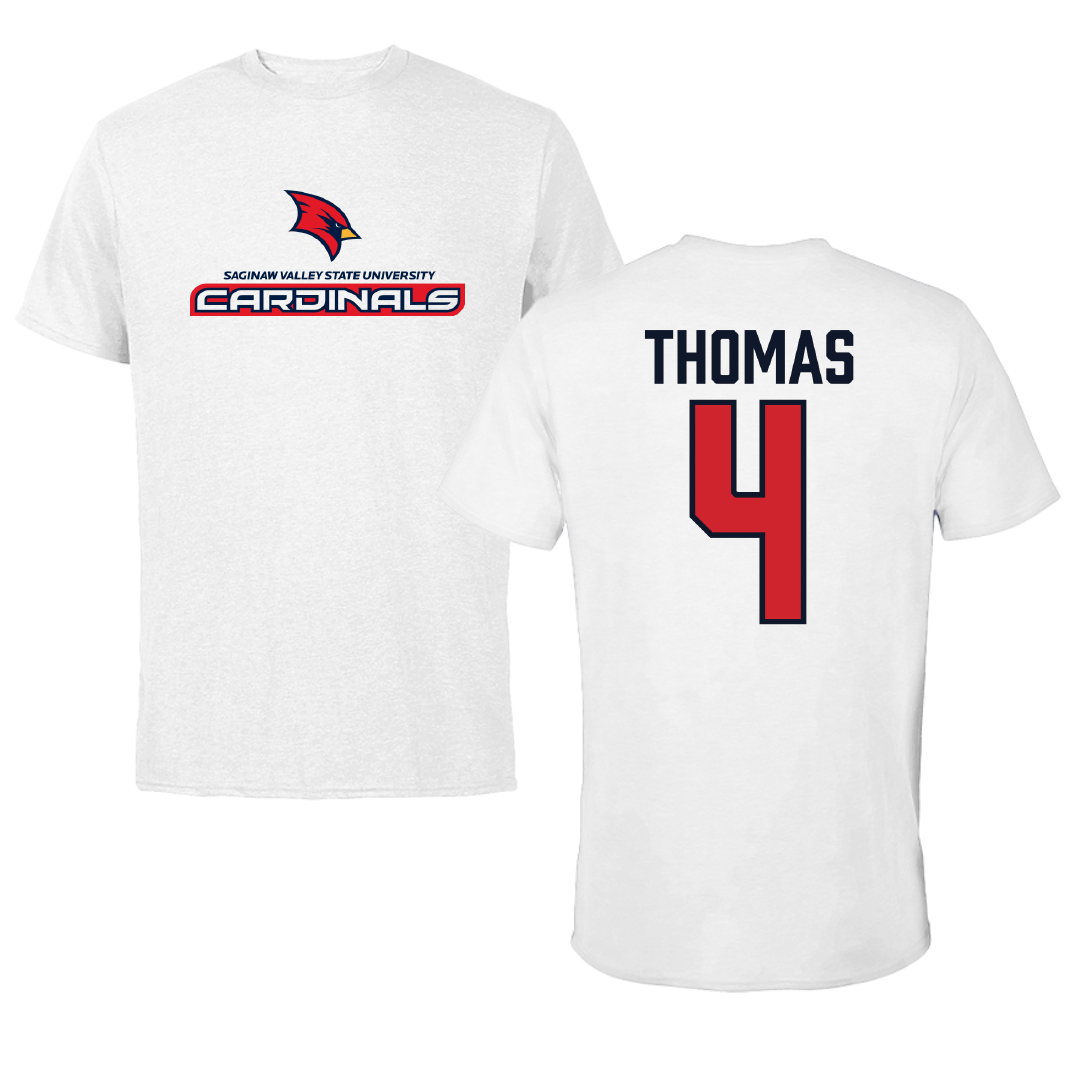 Saginaw Valley State University Football White Tee - #4 Jamari Thomas