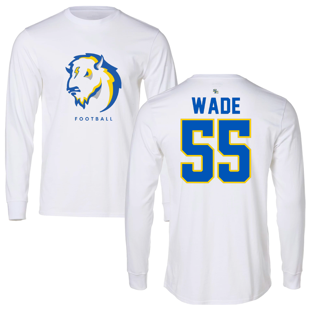 Southeastern Oklahoma State University Football White Long Sleeve - #55 Reagan Wade