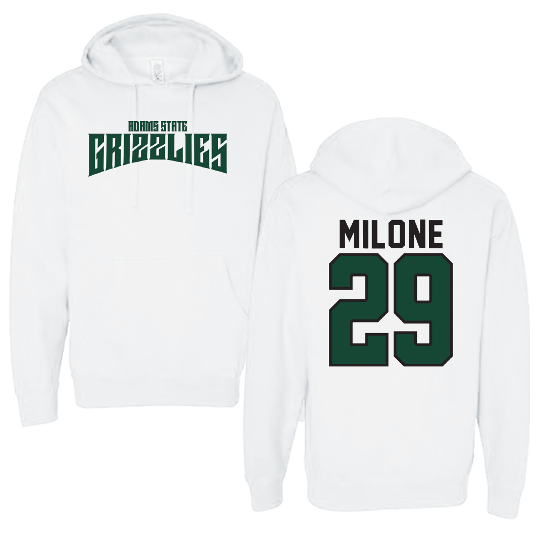 Adams State University Baseball White Classic Hoodie - #29 Alex Milone