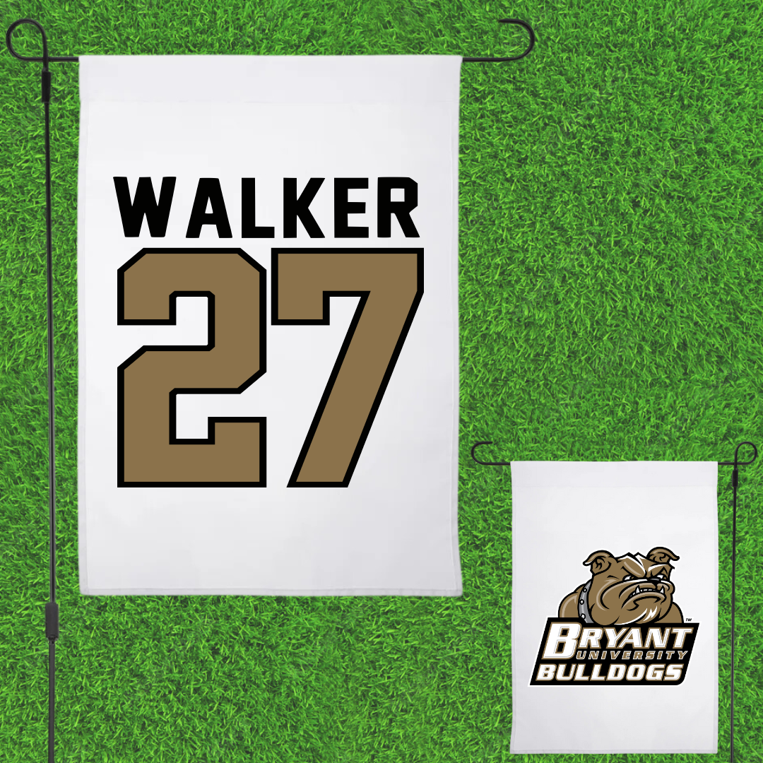 Bryant University Football White Garden Flag - #27 Dedric Walker
