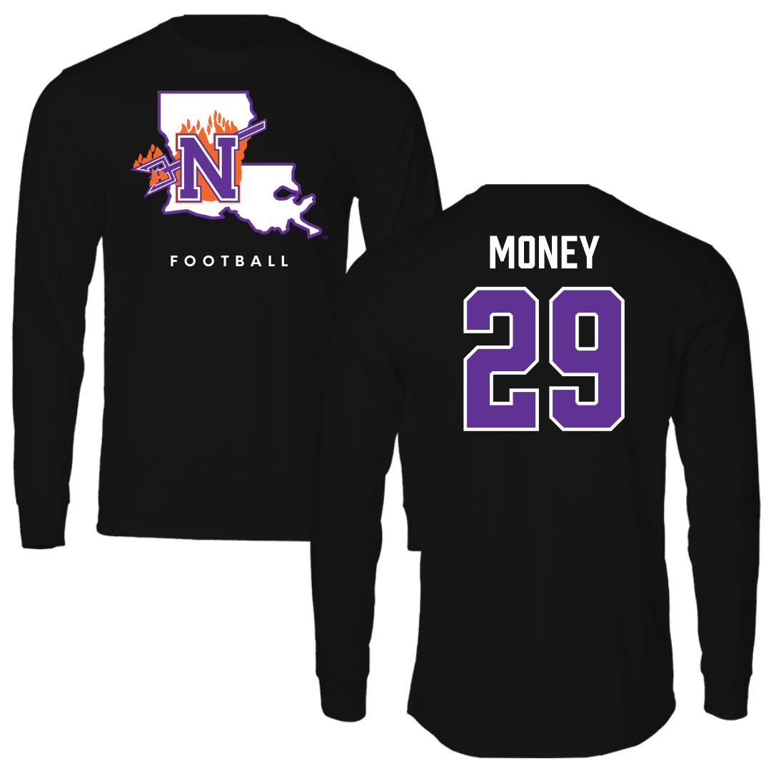 Northwestern State University Football Black Block Performance Long Sleeve - #29 Brett Money
