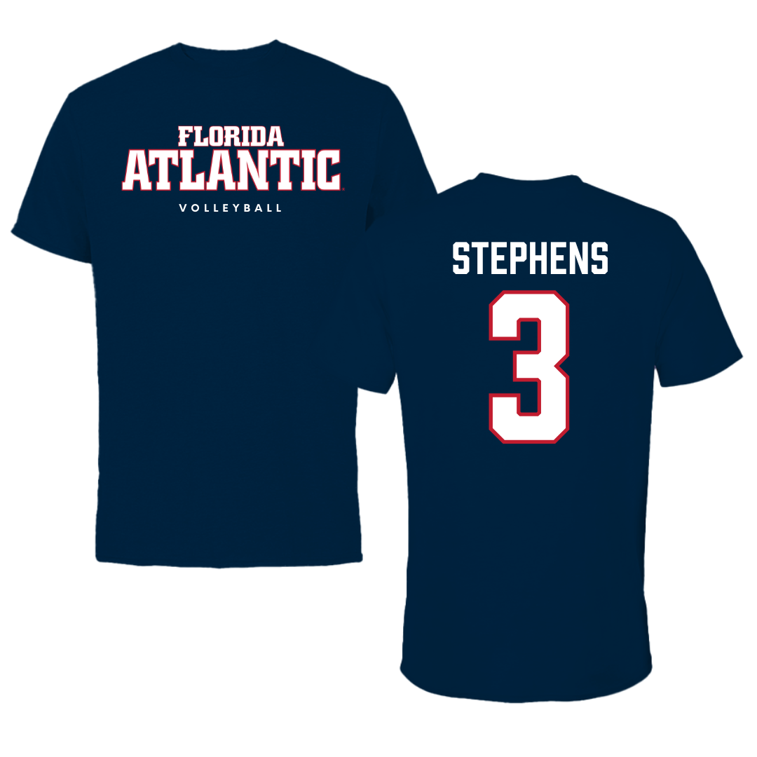 Florida Atlantic University Volleyball Navy Block Tee - #3 Nono Stephens