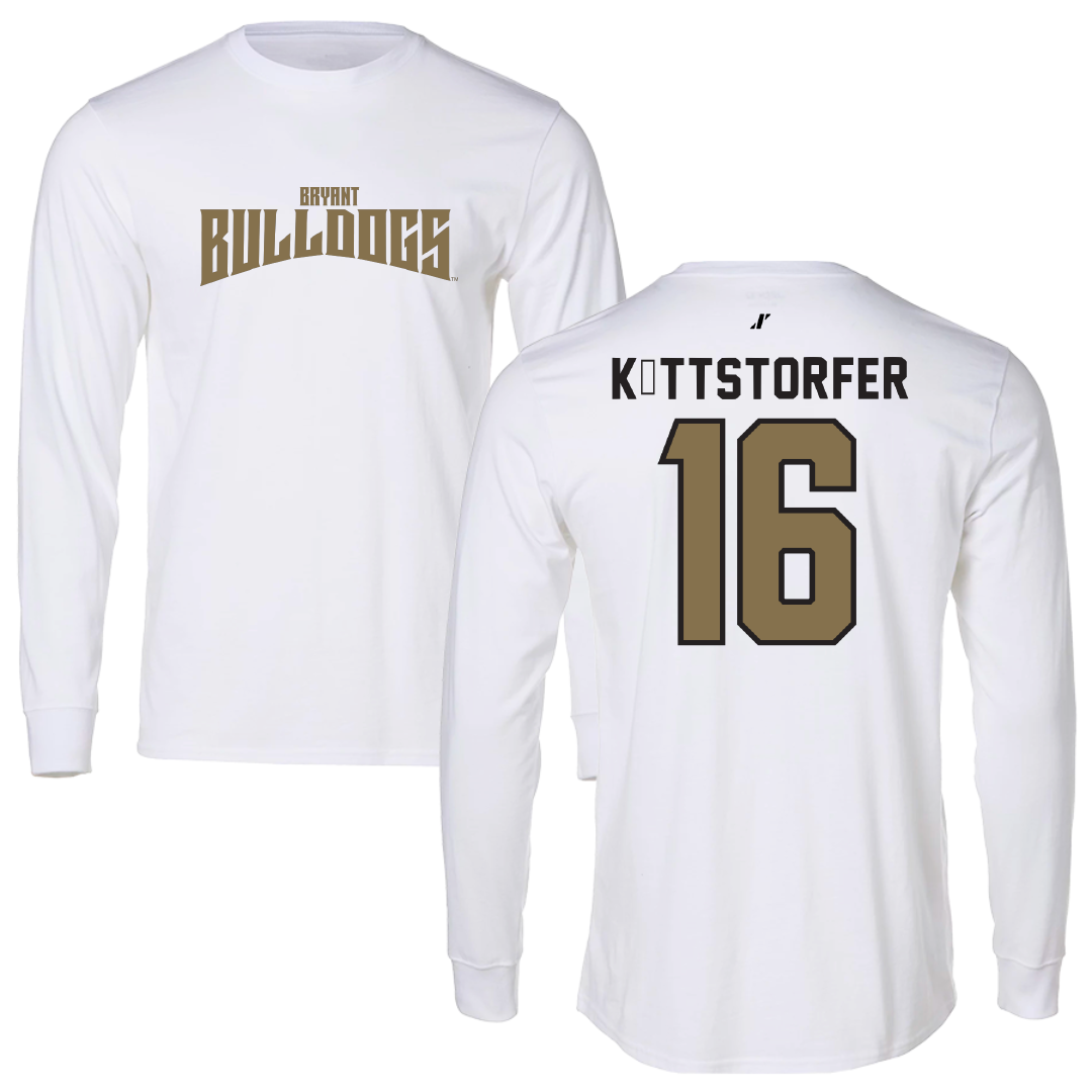 Bryant University Football White Classic Performance Long Sleeve - #16 Lukas Köttstorfer