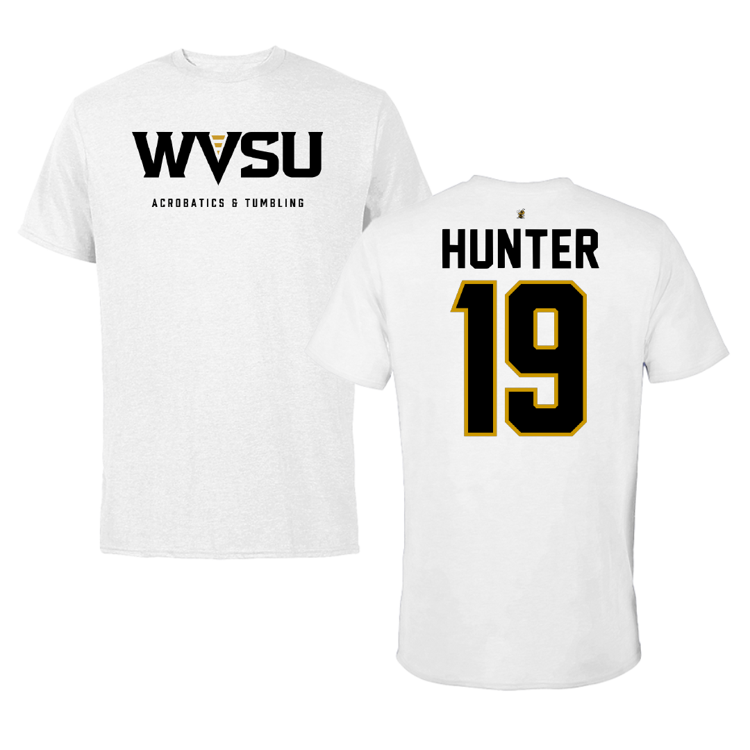 West Virginia State University Acrobatics & Tumbling White Tee - #19 Brylee Hunter