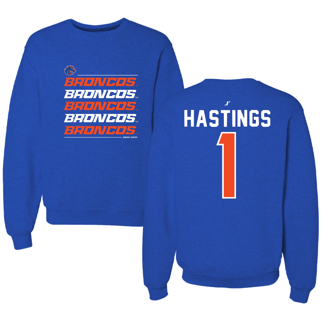 Boise State University Volleyball Blue General Crewneck - #1 Kendall Hastings