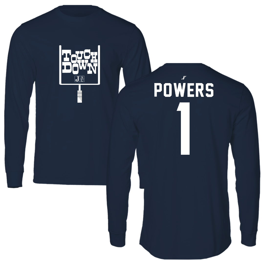 Jackson State University Football Navy Touchdown Performance Long Sleeve - #1 Rico Powers