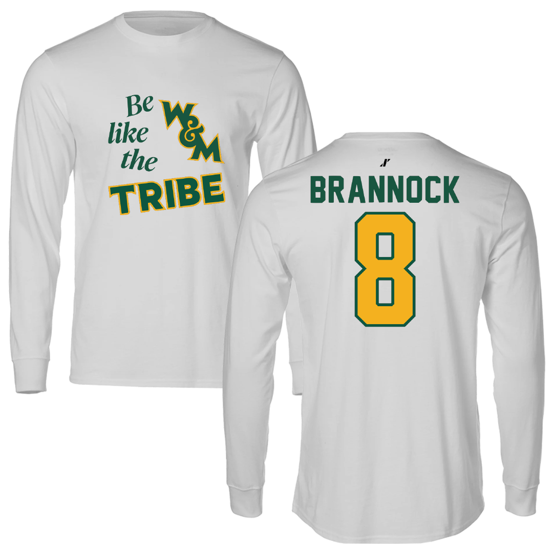 William & Mary Football Light Gray Be Like Us Long Sleeve - #8 Noah Brannock
