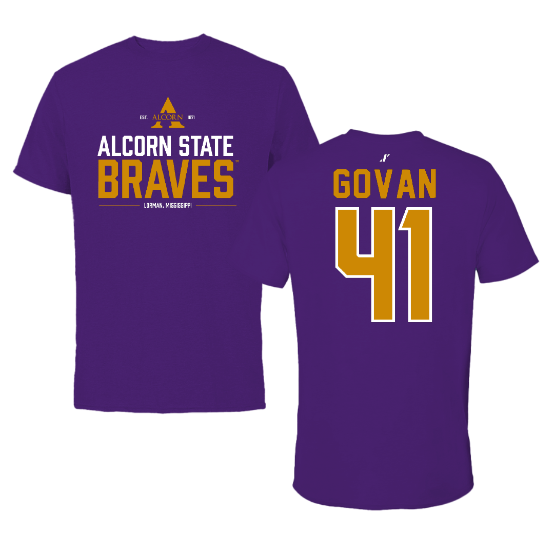 Alcorn State University Football Purple General Tee - #41 Darrius Govan