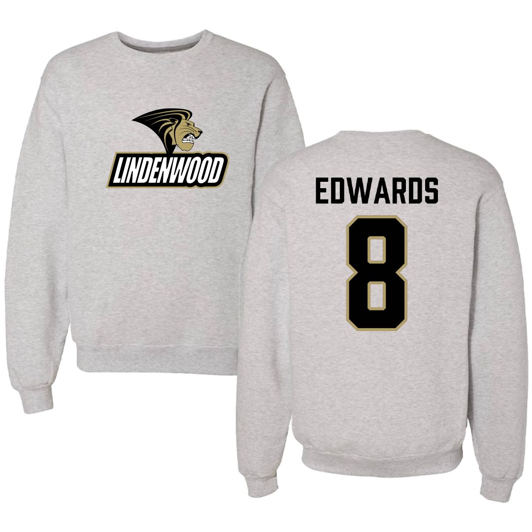 Lindenwood University Baseball Light Gray Crewneck - #8 Kam Edwards