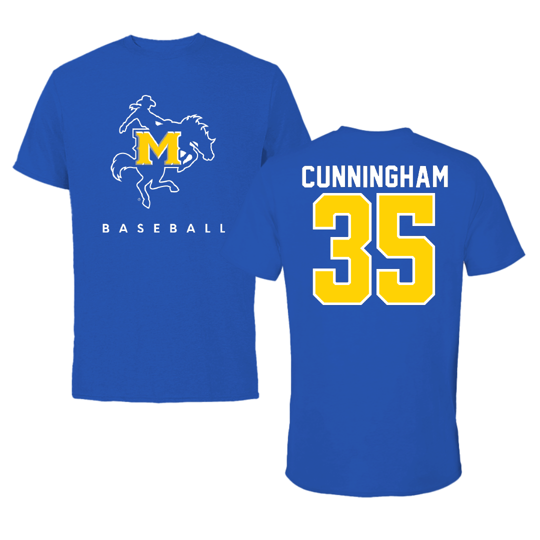 McNeese State University Baseball Blue Performance Tee - #35 Braedyn Cunningham