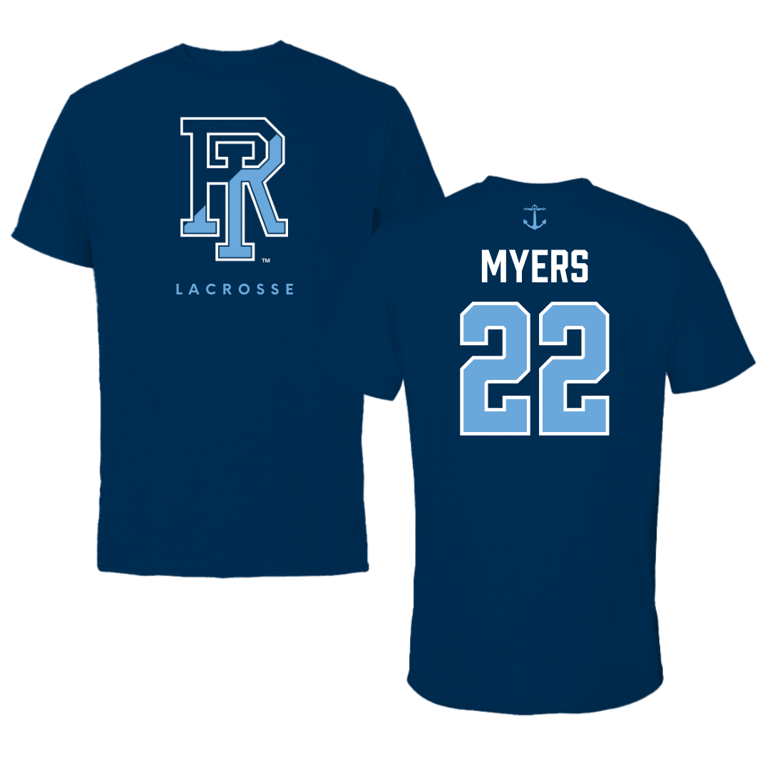 University of Rhode Island Lacrosse Navy Performance Tee - #22 Brinley Myers