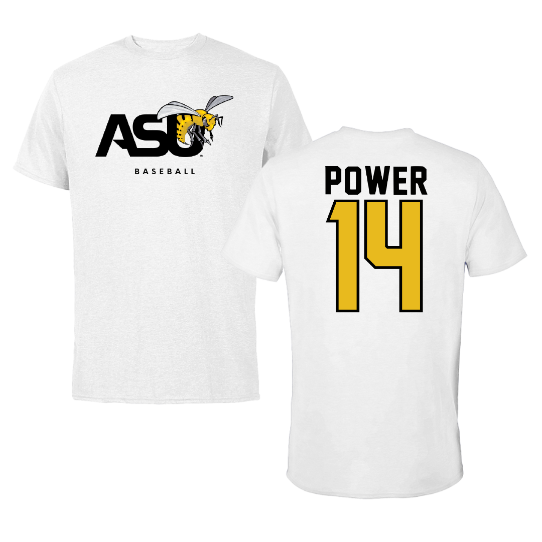 Alabama State University Baseball White ASU Tee - #14 Trey Power