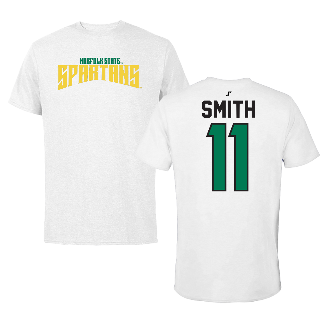 Norfolk State University Basketball White Classic Tee - #11 Amari Smith