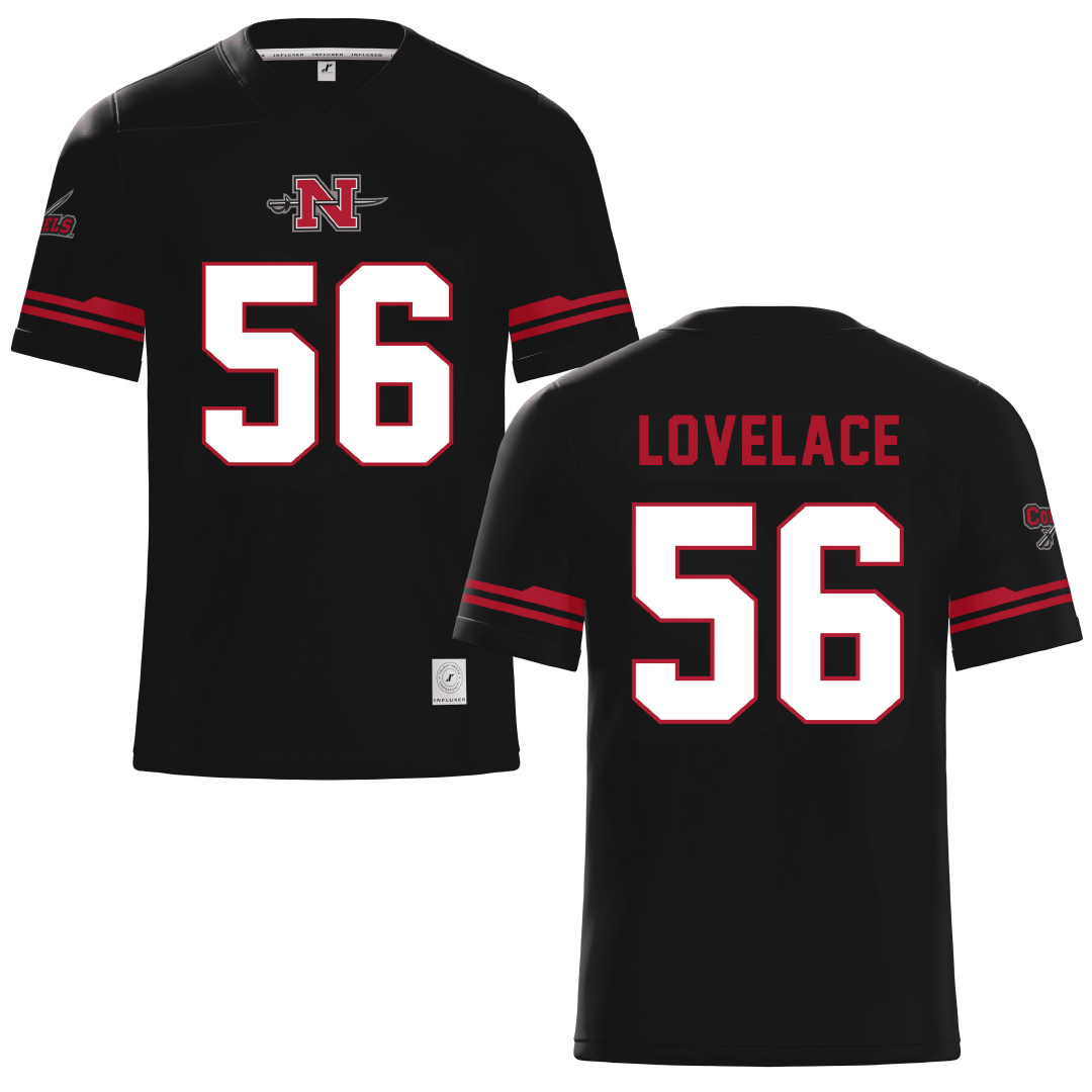 Nicholls State University Black Football Jersey - #56 Rasheed Lovelace