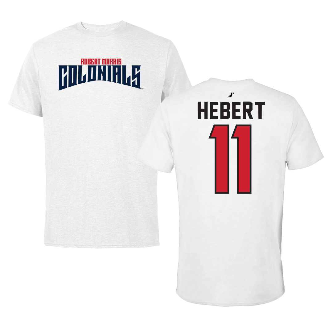 Robert Morris University Ice Hockey White Classic Performance Tee - #11 Cameron Hebert