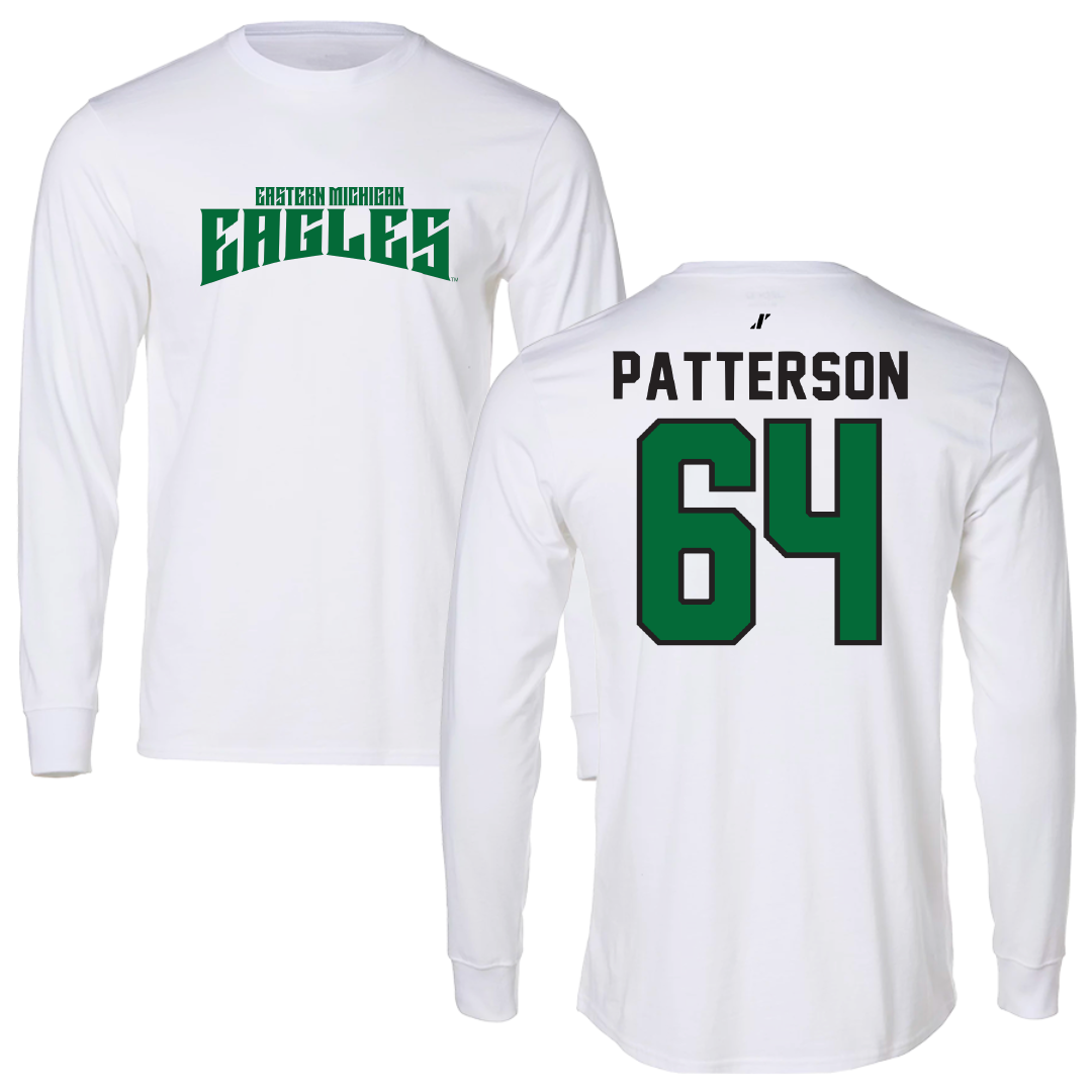 Eastern Michigan University Football White Classic Long Sleeve - #64 Noah Patterson