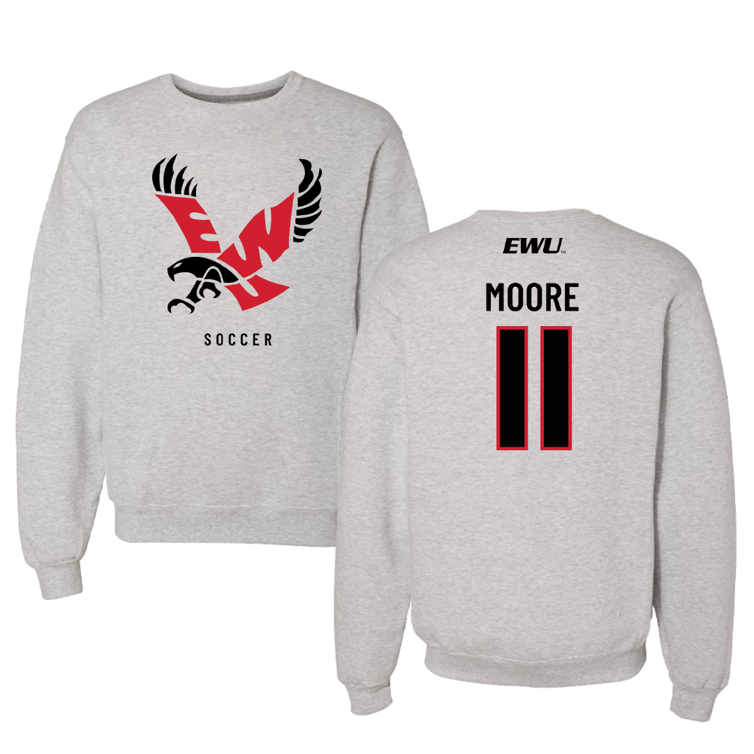 Eastern Washington University Soccer Gray Crewneck - #11 Kendall Moore