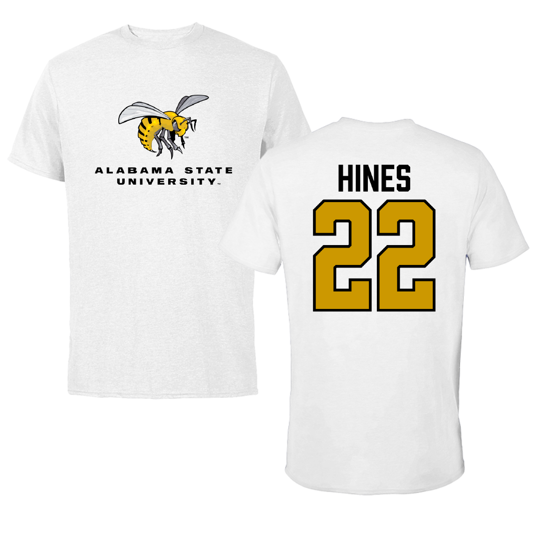 Alabama State University Volleyball White Performance Tee - #22 Kaylen Hines