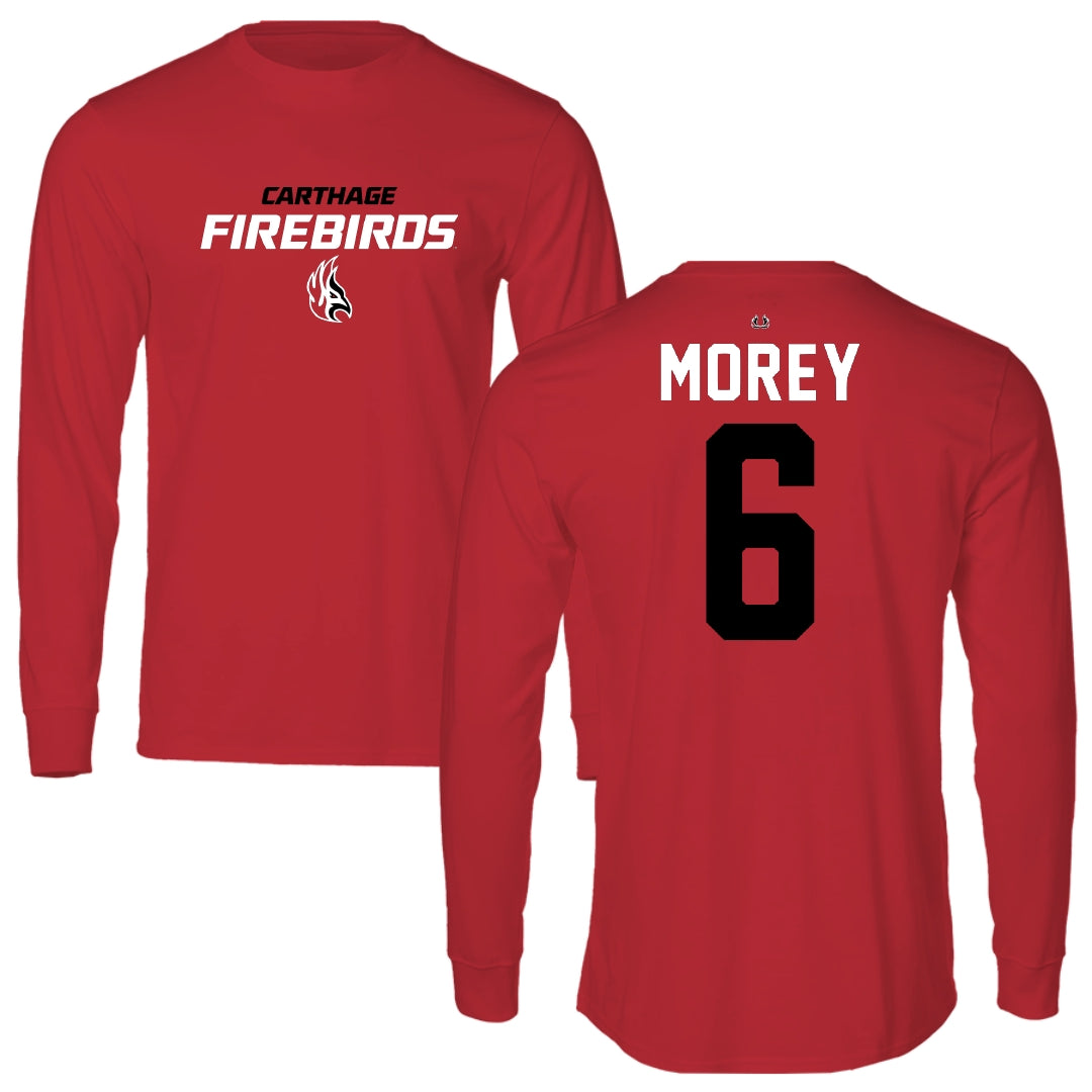 Carthage College Volleyball Red Performance Long Sleeve - #6 Ryan Morey
